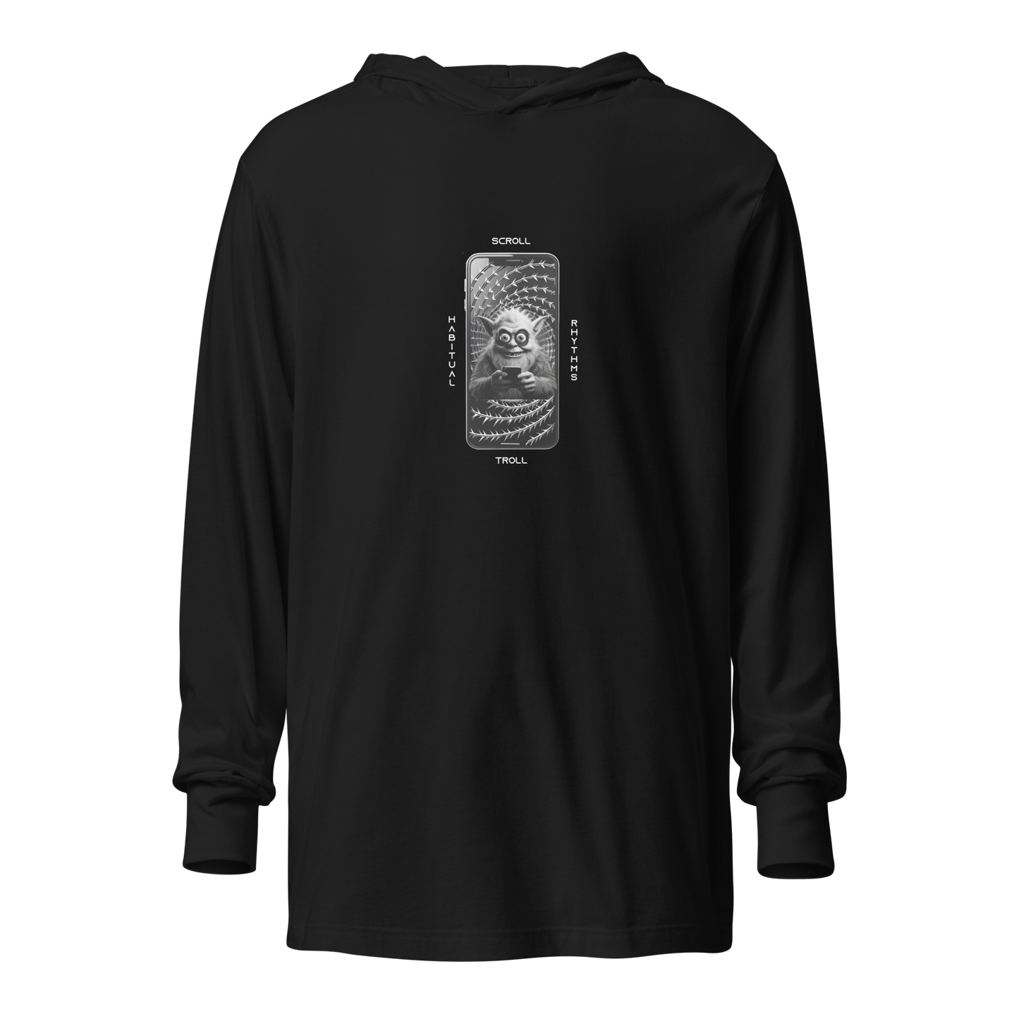 SCROLL TROLL - HOODED LS TEE