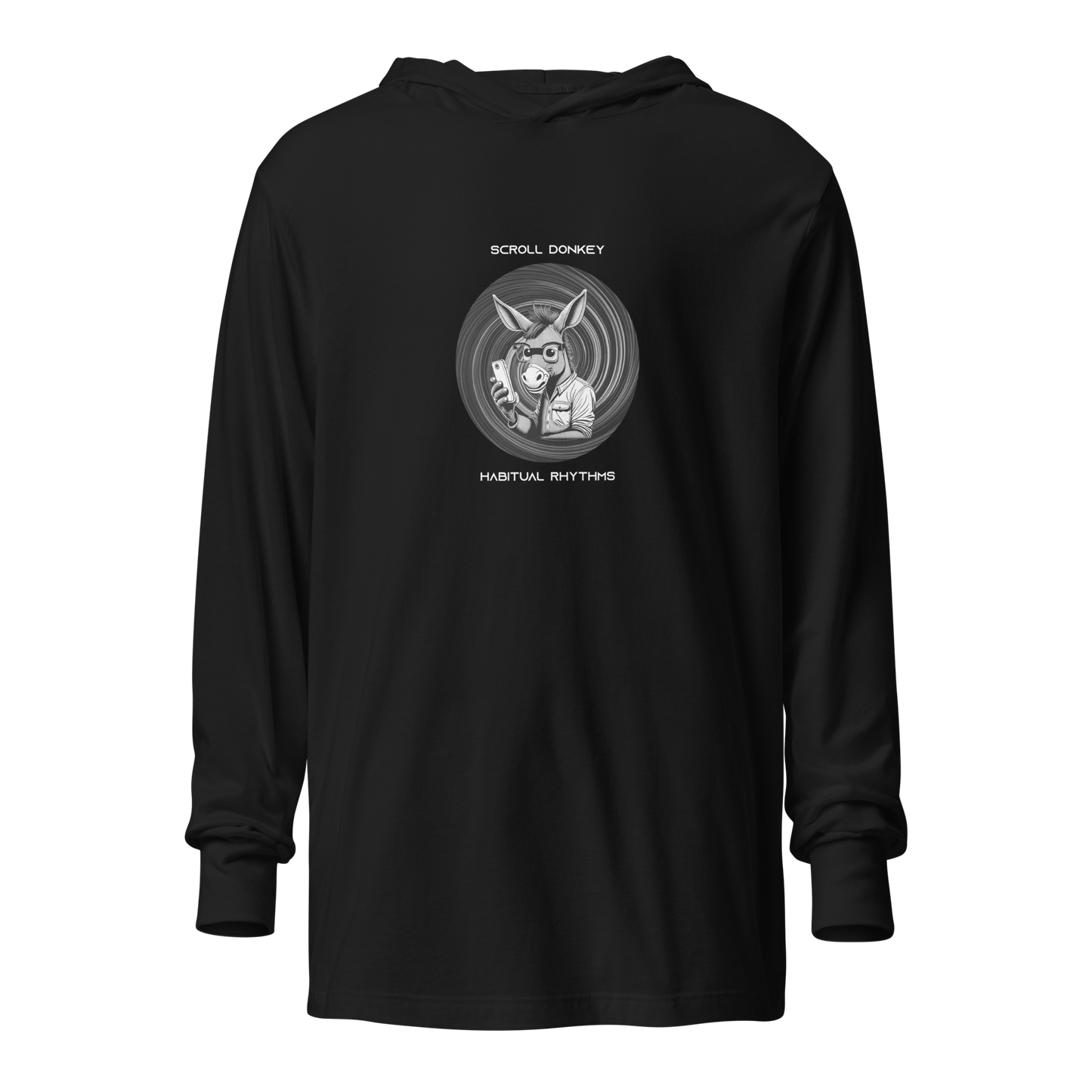 SCROLL DONKEY - HOODED LS TEE