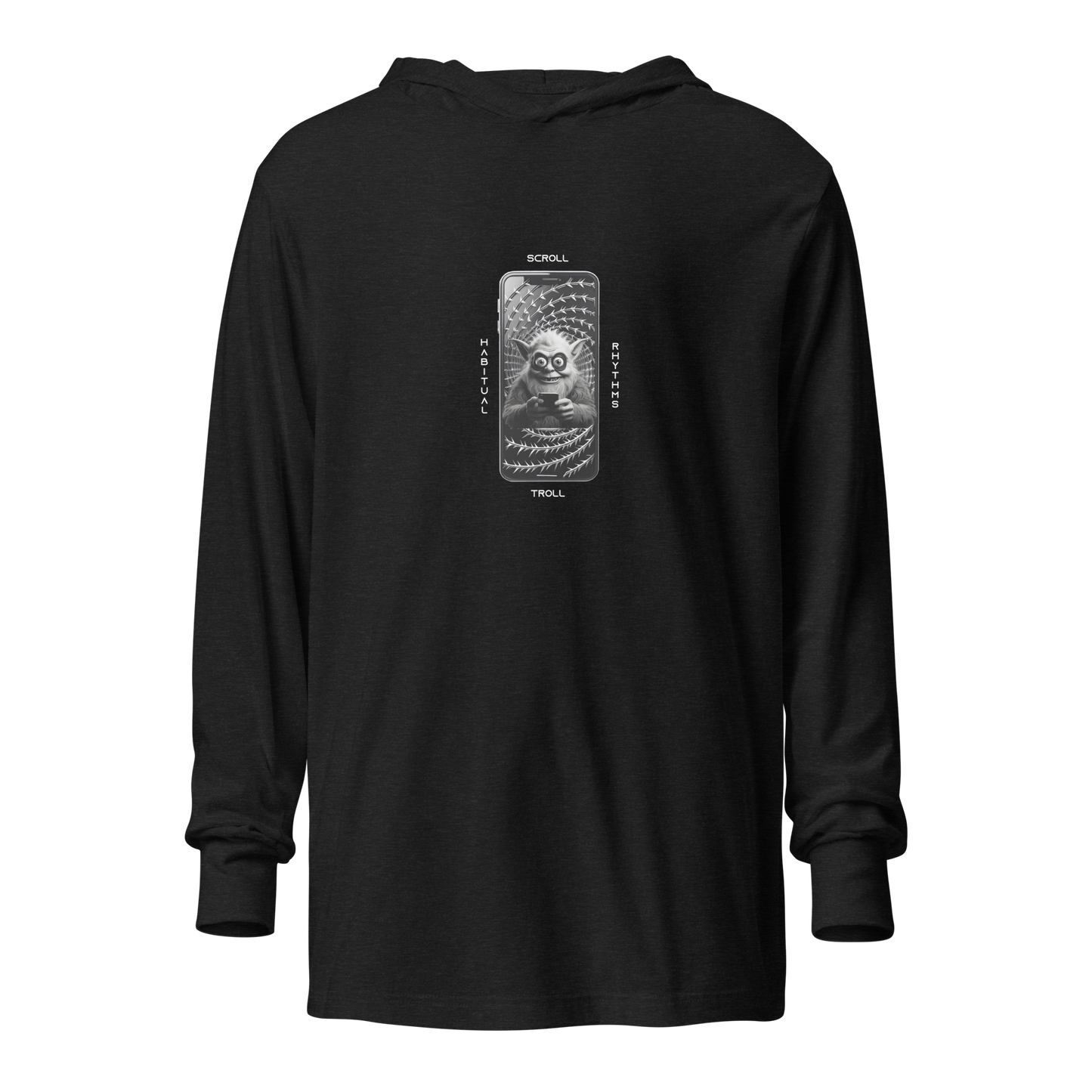 SCROLL TROLL - HOODED LS TEE